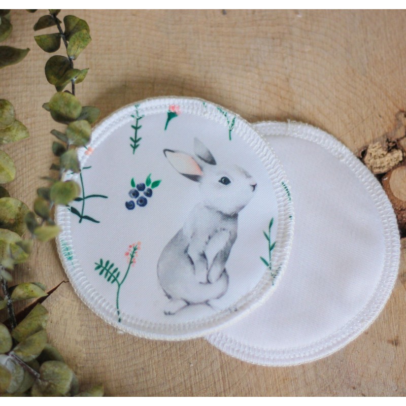 Rabbit and flower - Reusable nursing pads 